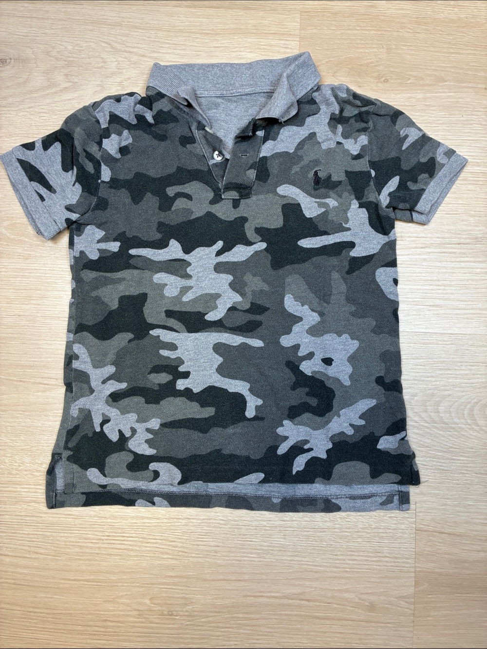 Ralph Lauren Kids Camo Polo in Gray and Black